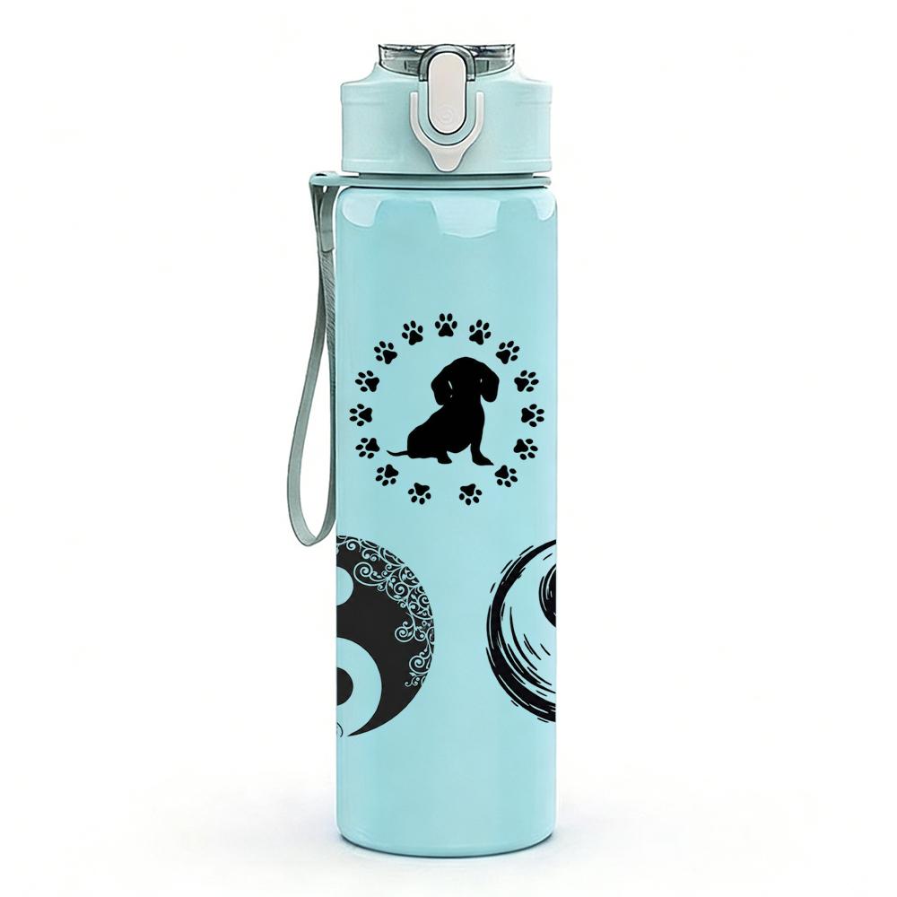 1PC Paw Yin Yang Symbol Graphic,750ml Color Plastic Sports Water Bottle,Leakproof Flip Straw Lid,Suitable for Sports Office Home Use