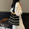 Вязаная сумка большой вместимости женская летняя новая универсальная полосатая плетеная сумка для отдыха на море пляжная сумка