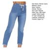 Women Autumn High Waist Denim Pants Zipper Fly Lace Up Pockets Slim Fit Elastic Jeans Straight Leg Pants Streetwear