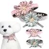 Adjustable Lovely Cute Flower Bowknot Leather Pet Dog Collar Cat Bow Tie Neck Strap