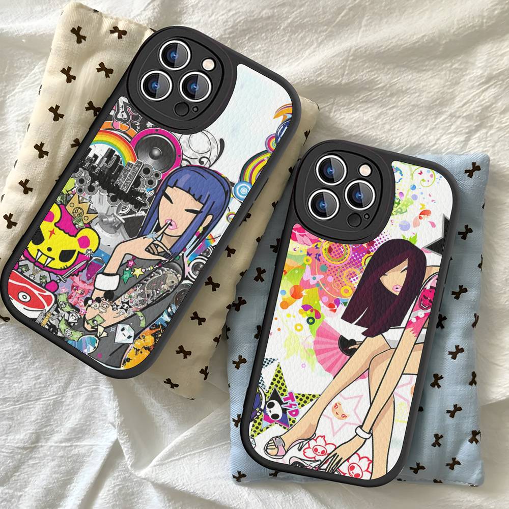 Character T-tokidoki Leather Phone Case For IPhone 16 16e 15 14 13 12 11 Pro Max Plus Mini Cover