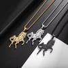 Stainless Steel Hollow Hip Hop Animal Horse Sweater Chain Men and Women Necklace Personalized Gold Pendant Ornaments