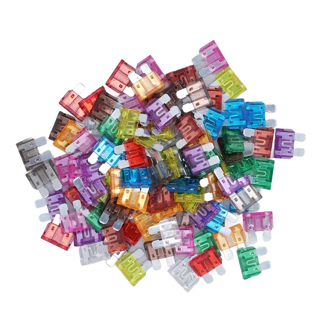 Комплект из 100 плоских предохранителей 2A 3A 5A 7.5A 10A 15A 20A 25A 30A 35A Стандартный набор предохранителей для защиты автомобиля в автофургоне