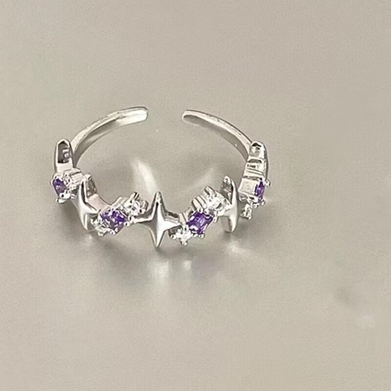 New Colorful Enamel Pink Star Rings for Women Girls Cool Sweet Y2K Blue Twisted Star Open Ring Party Gifts Jewelry