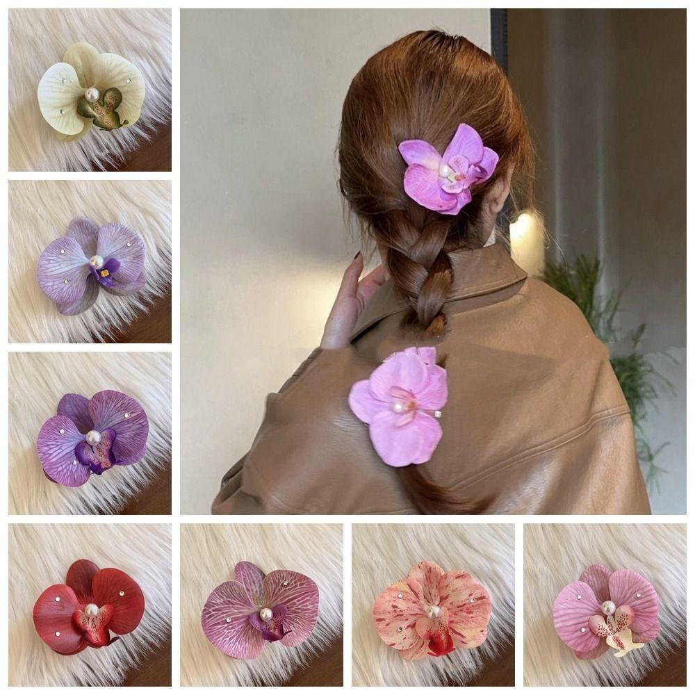Заколка для волос из ткани с цветком бабочки орхидеи для девочек Заколка для волос Простая заколка для волос с цветком орхидеи для девочек