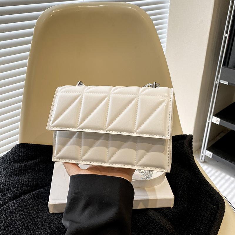 Твердые клетчатые сумки через плечо для женщин с цепочным декором, модная сумка через плечо для женщин для повседневного использования