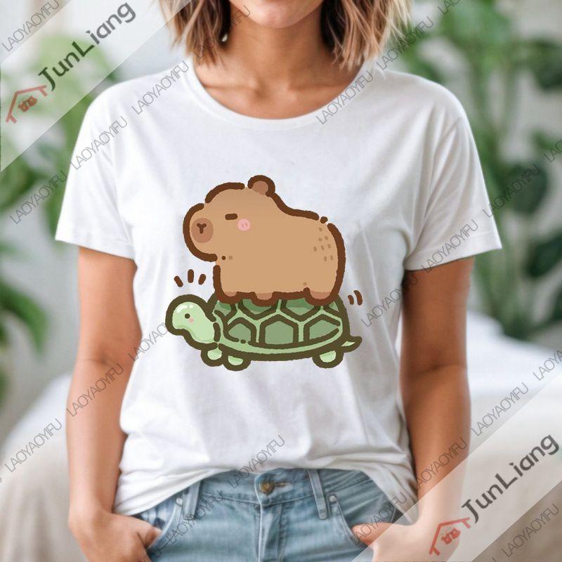 Футболка Capyeras Funny Cute Capybara Color Concert Tour Cute Animal с короткими рукавами и круглым вырезом, свободный топ Harajuku