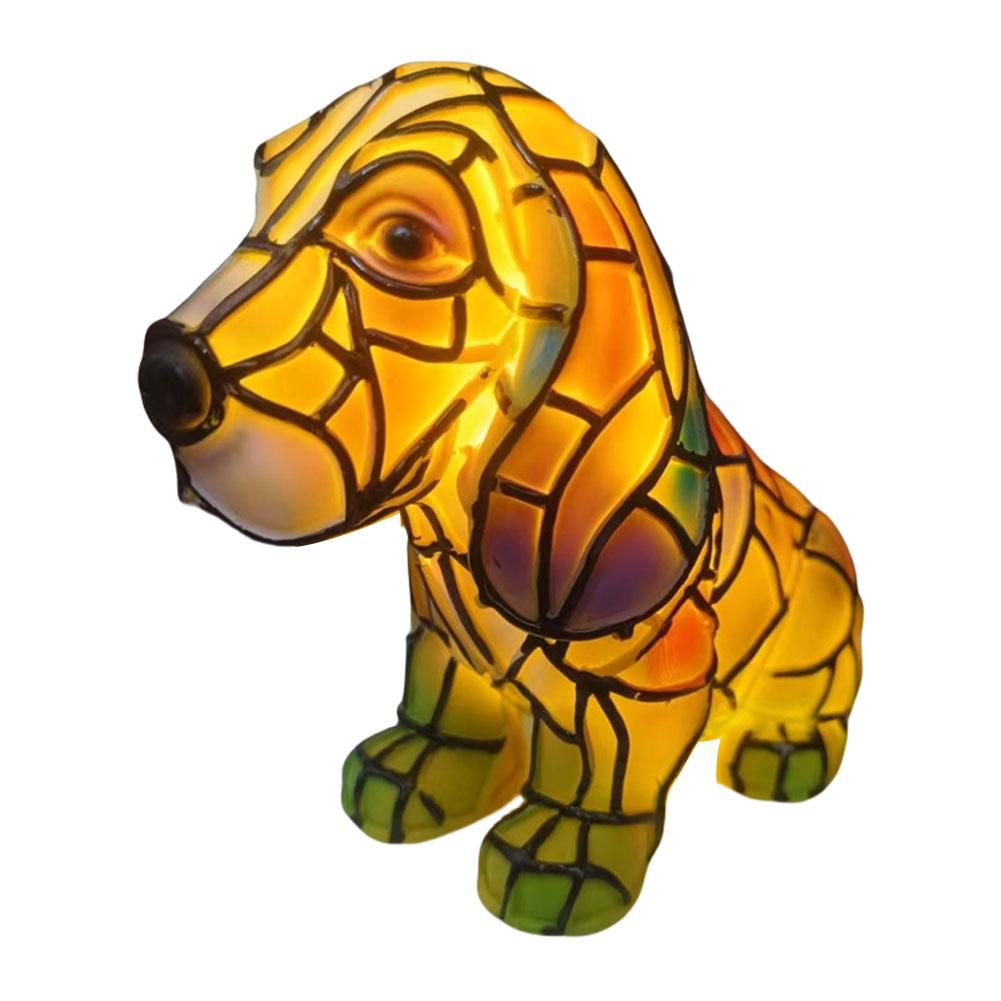 Кошачья лампа Анималистическое искусство Смола Настольная лампа Красочная Винтажная Витражная Французский бульдог Корги Мейн-кун Светодиодный ночник Подарки