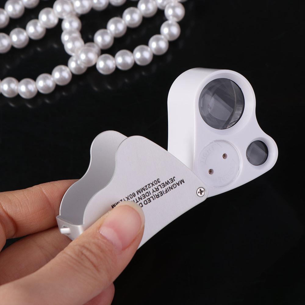 Adjustable Lighting Foldable Jewelry Magnifier Dual Lens Handheld Magnifier Coins