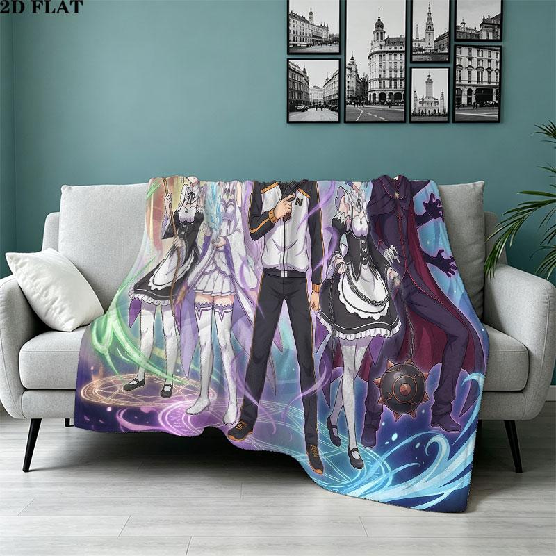 1PC Re Zero Patterned Flannel Blanket Suitable For All Seasons For Home Decor Warmth And Comfort Gifts Holiday Present
