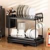 Подставка для сушки посуды 34,5x18,5x29,5 см 2-ярусная подставка для сушки посуды Держатель для кухонной утвари С поддоном для стекания воды Для хранения на кухонной столешнице Держатели