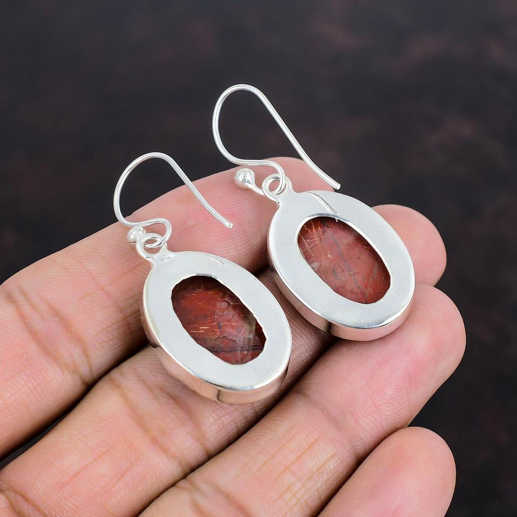 Серьги из красной змеиной яшмы, серьги с драгоценными камнями, антикварные ювелирные изделия, серьги ручной работы, серьги из стерлингового серебра 925 пробы, подарки для мамы, абсолютно новые ювелирные изделия