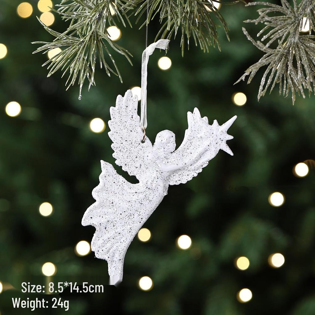 White Christmas Tree Ornaments: Five-Pointed Star & Snowflake Design, Hot-Selling