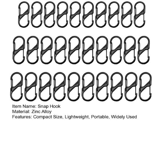 30 шт. S-образные карабины, маленькие карабины из сплава, портативный брелок, зажим, крошечный зажим, карабины, снаряжение для кемпинга