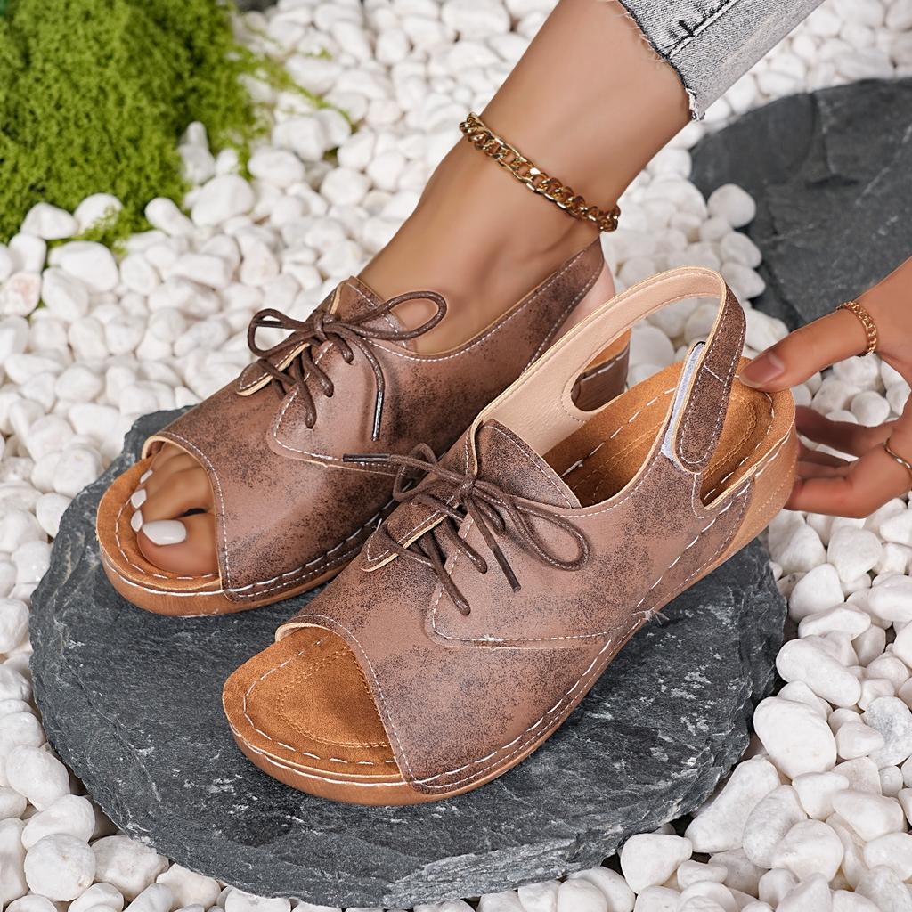 Сандалии в римском стиле Fishmouth с толстой подошвой, круглым носком, открытым носком, пляжные сандалии с открытым носком для лета