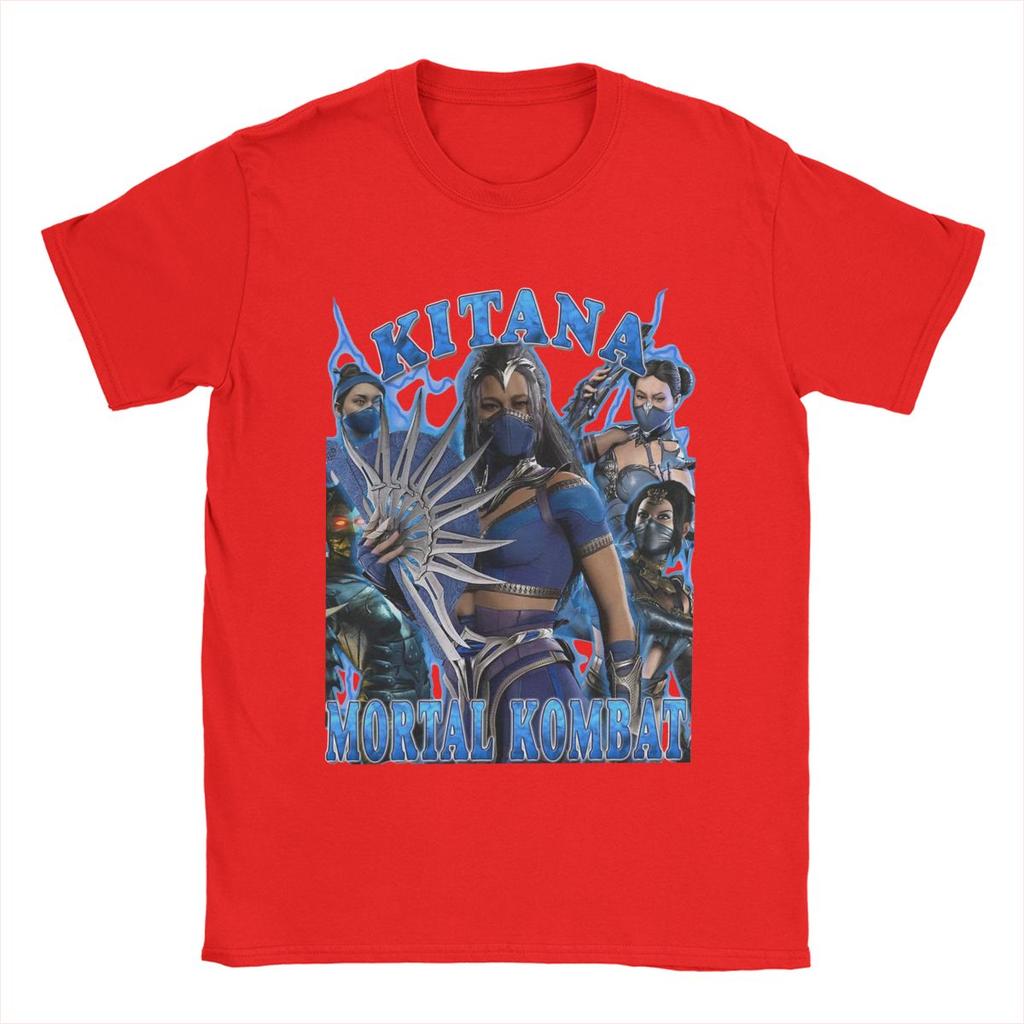 Мужская футболка Mortal Kombat 1 Kitana Винтажная футболка из чистого хлопка Футболка с коротким рукавом Футболки с круглым вырезом Одежда с графическим принтом