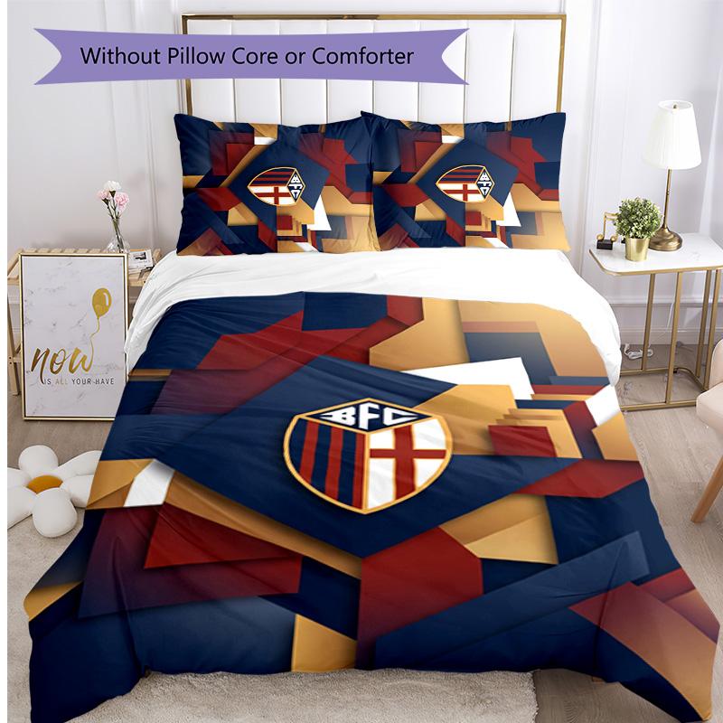 Bologna FC Printed 3PCS Bedding Set Breathable Duvet Cover with Pillowcases Decorative Bed Linen for Bedroom Home