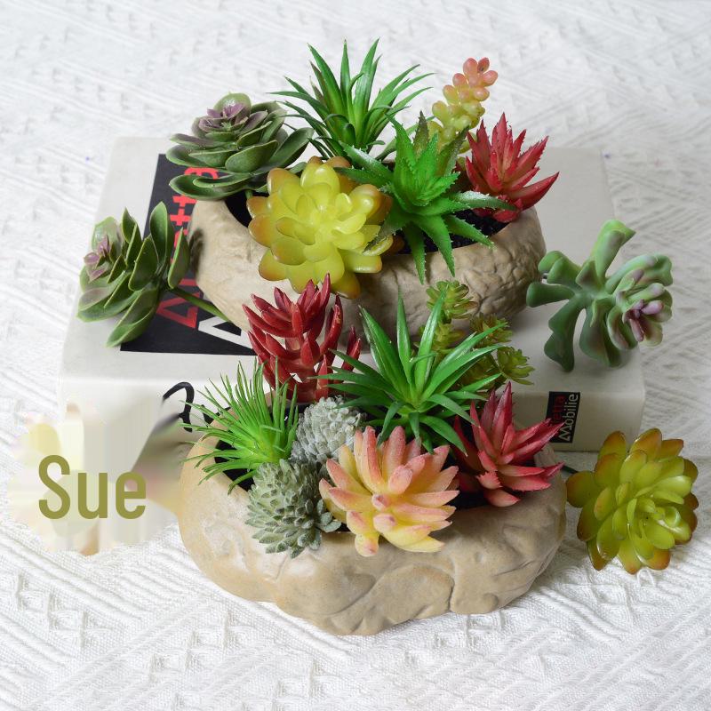 Mini Flocking Artificial Succulent Bonsai for DIY Wall Decor