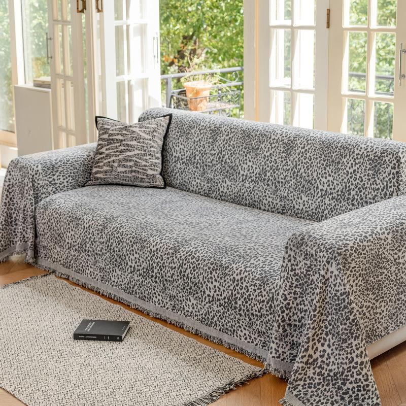 -Leopard Print Chenille Sofa Towel Cover, Throw Blanket, Anti Scratch, Couch Slip Covers, One Piece, Universal All Season