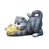 Cat Solar Garden Statue Solar Cat Statues with Illuminated Butterfly Lawn Art Decoration Solar Garden Statue Cat Lawn Ornament