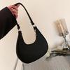 Women's Small Hobo Bag Retro Crescent Shoulder Bag Solid Color Felt Casual Phone Purse for Daily Outings Work Travel Parties