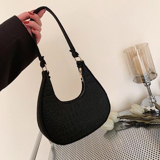 Women's Small Hobo Bag Retro Crescent Shoulder Bag Solid Color Felt Casual Phone Purse for Daily Outings Work Travel Parties