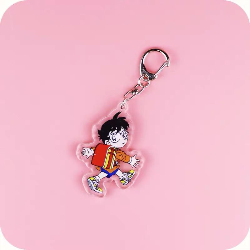 Anime Games Conan Shinichi Cartoon Character Key Rings Acrylic Keychain Metal Decoration Accessory Gift Pendant