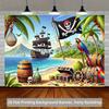 2D Plane - 2D Plane - A 2D background fabric with patterns of pirate ships, treasures, and parrots painted on it