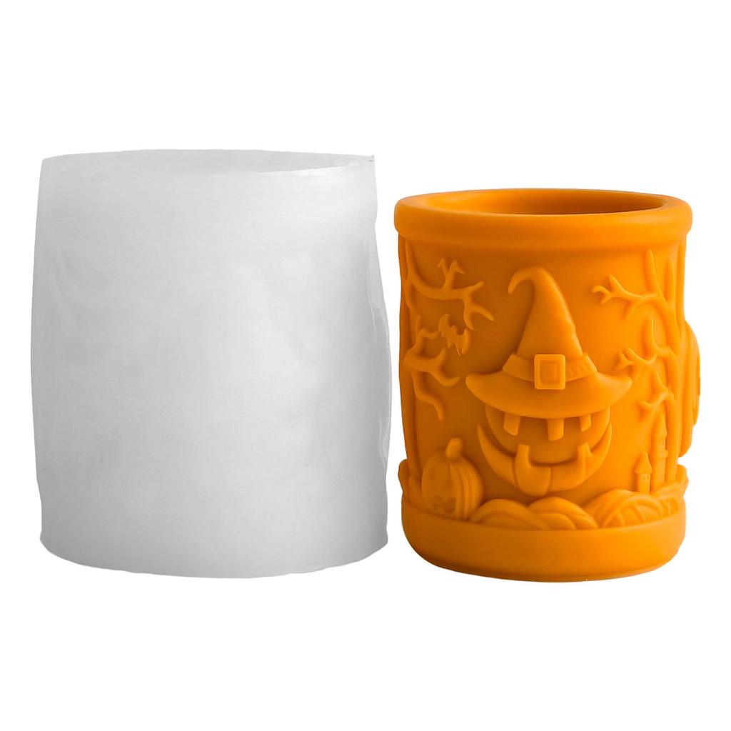 Силиконовая форма для свечей на Хэллоуин для изготовления свечей, мыла, праздничного декора, термостойкая силиконовая форма цилиндрической формы