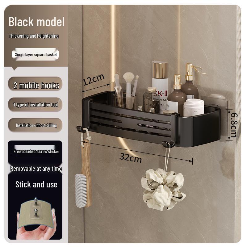 Gunmetal Punch-Free Space Aluminum Corner Bathroom Shelf