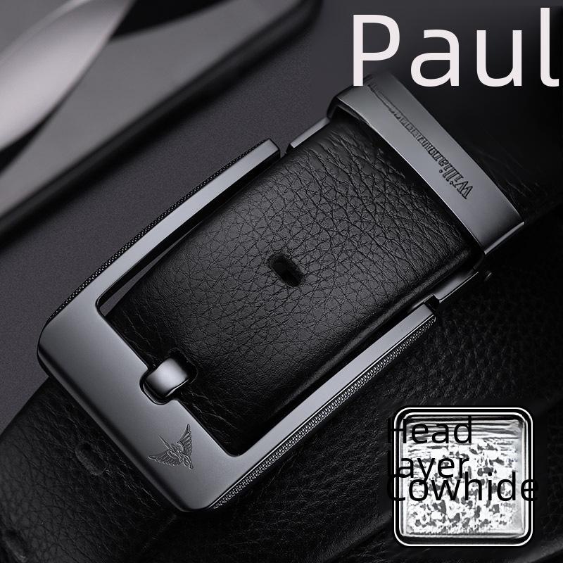 King Paul Genuine Leather Men's Pin Buckle Belt - Premium Cowhide for Business