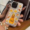 Phone Case for iphone XS Max XR 18 Pro Max 13 15 12 Air 14 16 Plus 17 Pro 11 Capybara & Breads Silver Cracked Texture Shockproof Cover