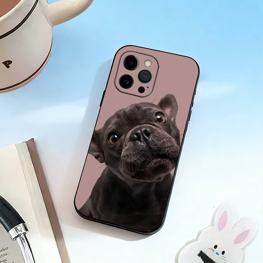 Чехол для телефона с изображением французского бульдога -DG Для iPhone 17, 16, 15, 14, 13, 12, 11 Plus, Pro Max, Другие Мягкий Черный Чехол