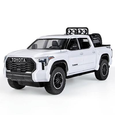 Большая модель внедорожника Toyota Tundra 1/24, литая под давлением миниатюрная металлическая машина, внедорожная коллекция, звук, свет, детская игрушка для детей