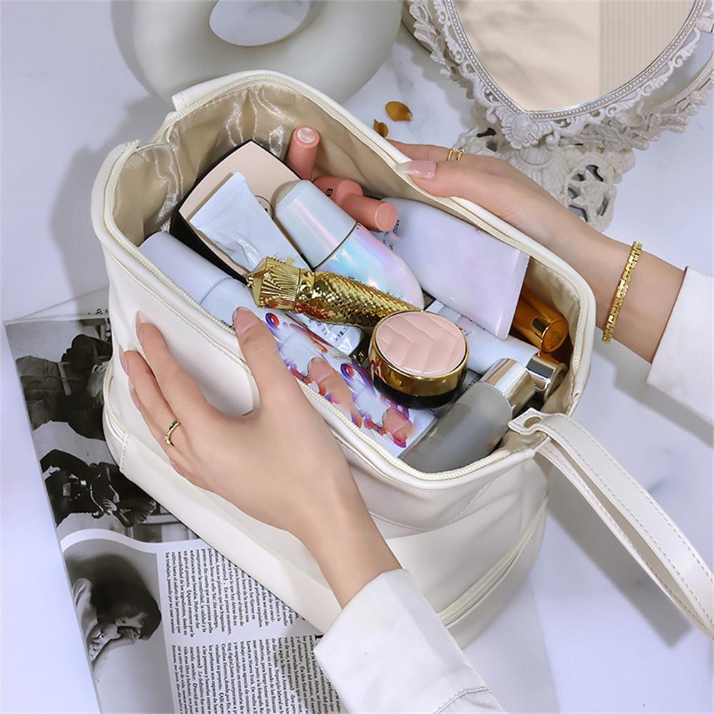 Косметичка Большой емкости Портативная косметичка из ПУ Дорожная сумка для хранения косметической стирки