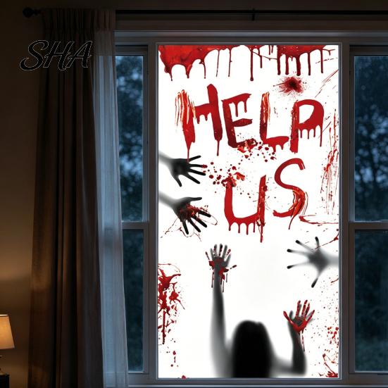 Kitchen Friendly Halloween Stickers Blood Window Stickers, Clear Patterns Waterproof And Scratch-Resistant Non-damaging Wall Decals Decals, Removable