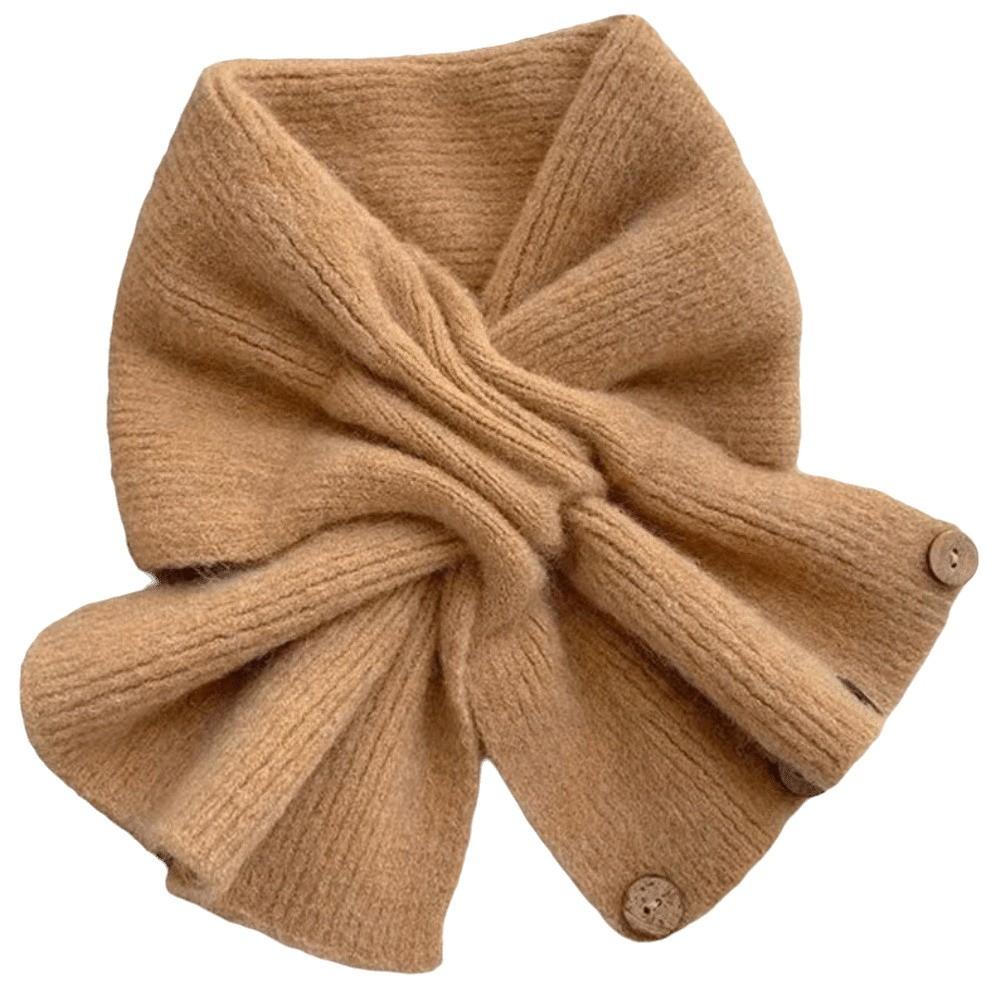 Thickened Short Knit Neckerchief Adjustable Fit Crossed Button Muffler Students