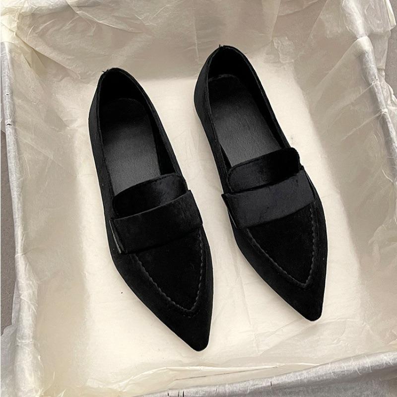 Модные замшевые повседневные прогулочные женские туфли на плоской подошве, балетные и танцевальные сандалии Zapatillas с острым носком, весенние дизайнерские лоферы 2024 года