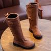 Модная длинная уличная обувь из флока для маленьких девочек и маленьких девочек, сапоги