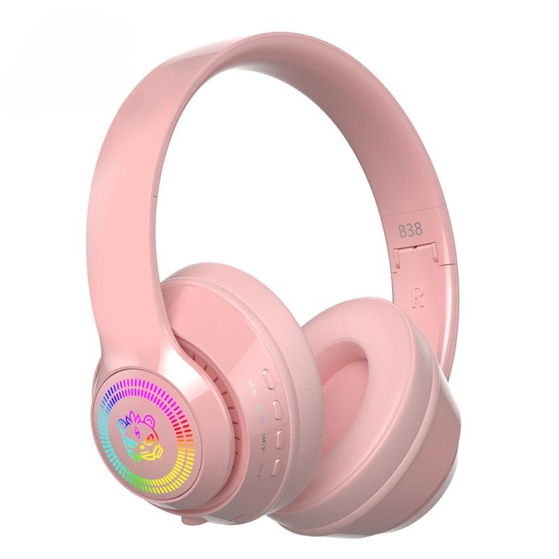 B38 Наушники с Bluetooth-поддержкой, с HD-шумоподавлением, сабвуфером, беспроводная игровая гарнитура с подсветкой