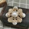 Women Men Vintage Palace Style Pearl Crystal Cross Brooches Badges Retro Baroque Unisex Alloy Suit Clothing Accessories Pins