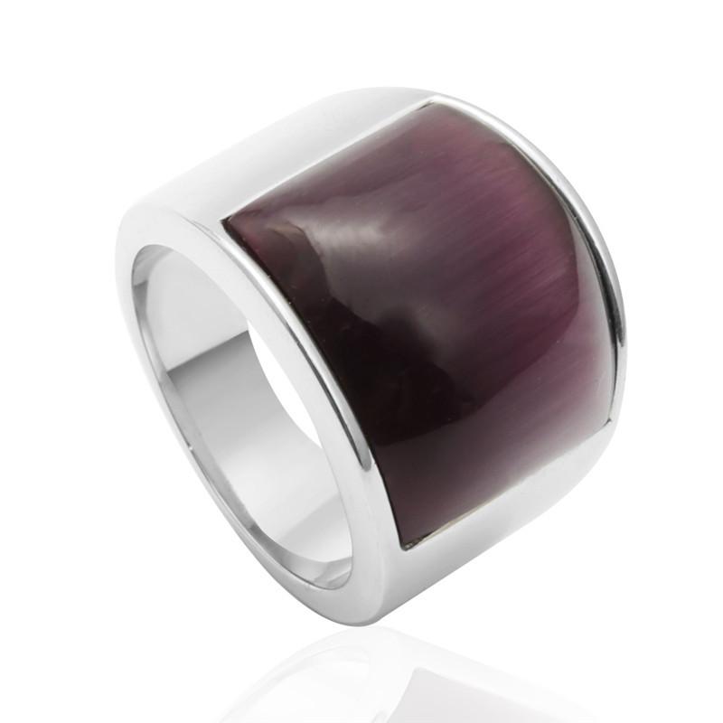 Ювелирное кольцо из нержавеющей стали с разноцветными драгоценными камнями, кольцо с черным агатом для мужчин и женщин, кольцо из титановой стали с разноцветными крупными драгоценными камнями