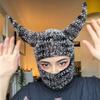 Early Spring Devil Horn Knitted Adult Hat Hand-knitted Cat Ear Beanie Windproof Warm Mask