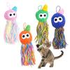Кошачья игрушка с кошачьей мятой, мягкий набивной мячик, жевательная игрушка, интерактивный пищащий осьминог, игрушка для прорезывания зубов у котят с разноцветными кисточками для развлечения домашних кошек