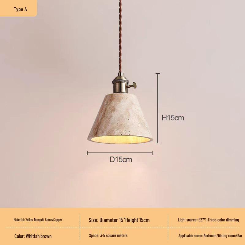 Японский подвесной светильник в стиле Ваби-Саби из желтого травертина, ретро-стиль середины века для спальни, гостевого дома или ресторана.