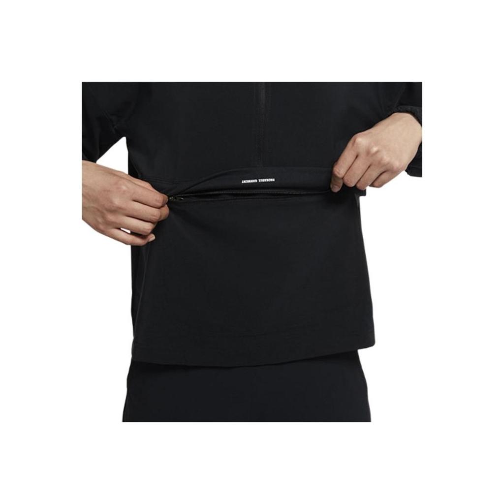 Nike Компактный женский тканый тренировочный топ American Vintage с половиной молнии, который можно сложить в карман, черный DA0384-010