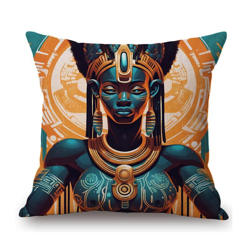 Black African Girl Woman Fiction Looking Exotic Style Decoration Art Cotton Linen Sofa Throw Pillow Case Bench Cushion Cover