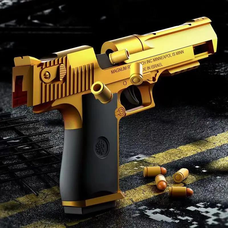 Механический автоматический игрушечный пистолет Desert Eagle с функцией выброса гильз, страйкбольный пистолет с мягкой пулей, непрерывное огнестрельное оружие для детей, стрельба