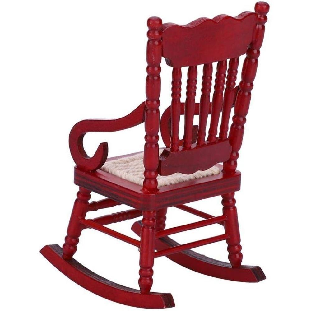 Маленькое кресло-качалка для кукольного домика, 1:12 миниатюрных кукольных домиков, винтажная деревянная модель, плетение кресла-качалки для кукольного домика, аксессуары, декор, игрушки