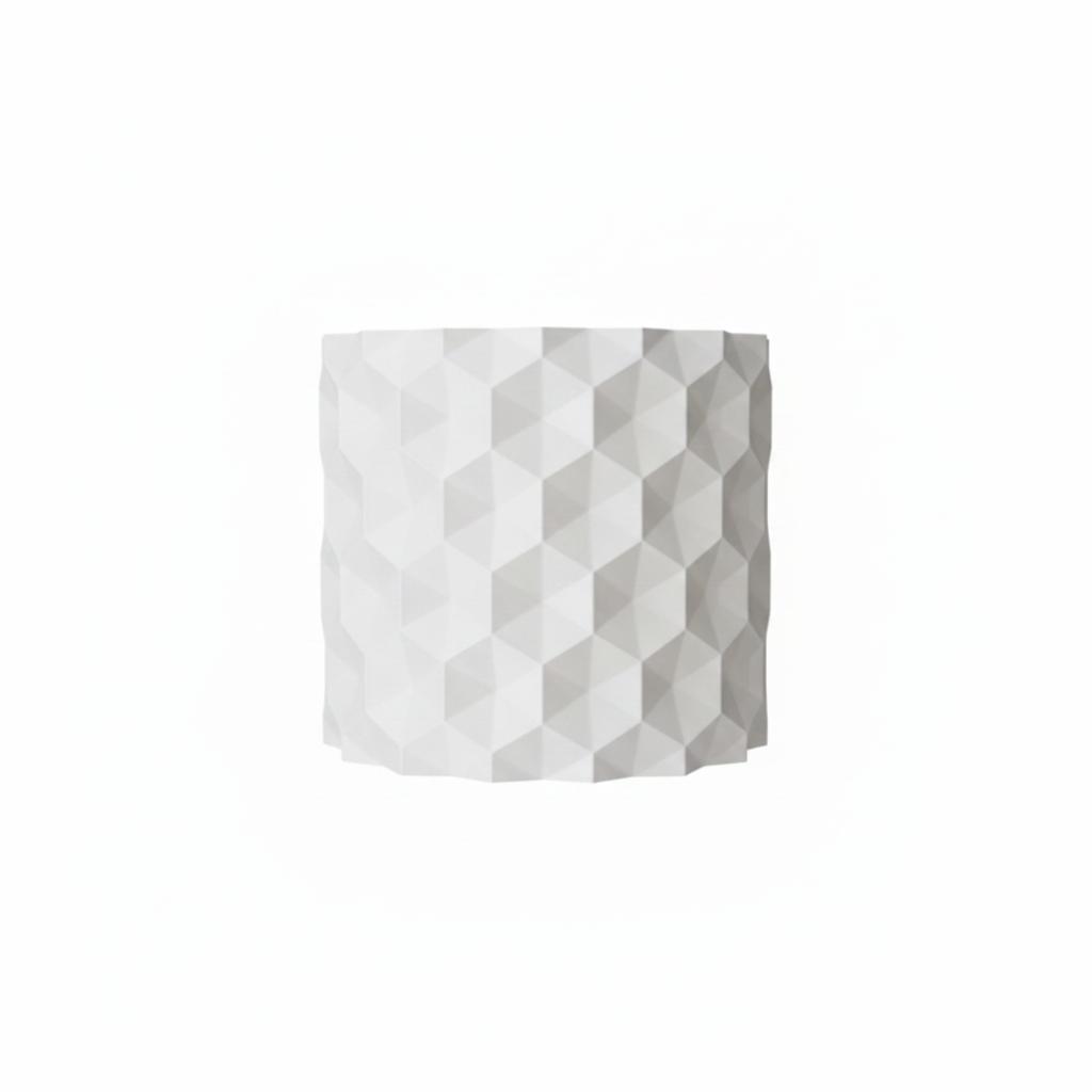 Decorative white flowerpot with an inverted hexagon pattern